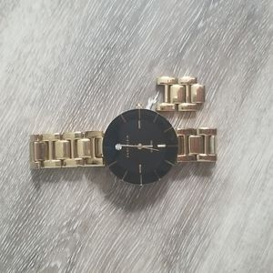 Anne Klein Black Gold Watch